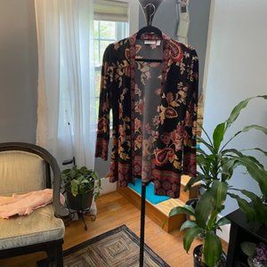 Susan Graver Petite Printed Liquid Knit Long Sleeve Cardigan